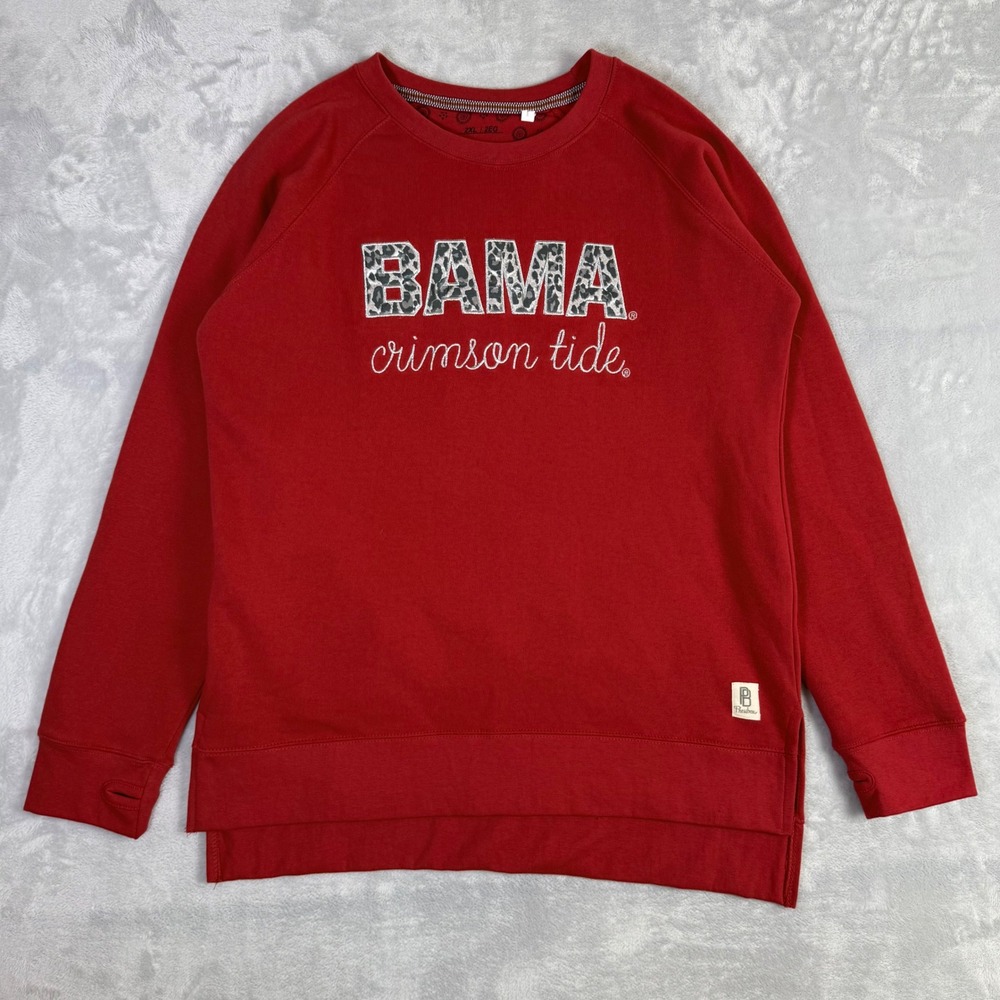 Pressbox Sweatshirt Women 2XL Red Alabama Crimson Tide Leopard Print Thumbhole